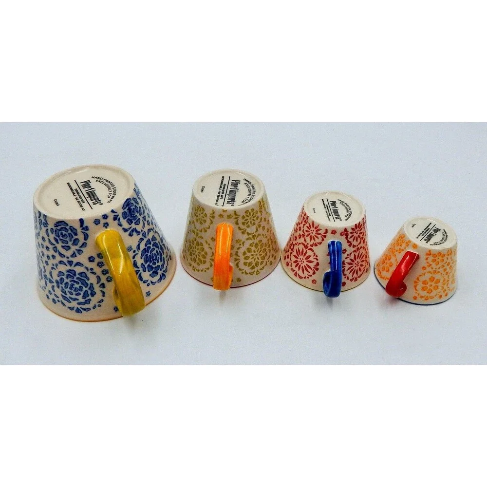 Pier 1 Imports Mandala Medallion Measuring Cup Set of 4 Stoneware Mug Handle